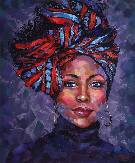 oil painting of an african woman